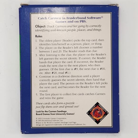Vintage 1993 “Where in the World Is Carmen Sandiego?” Card Game | Retro PBS - Picture 4 of 9